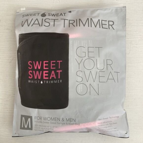 Sweet Sweat Waist Trimmer Band (Women & Men) - Trainer Belt - Black Pink Size M - Picture 2 of 6